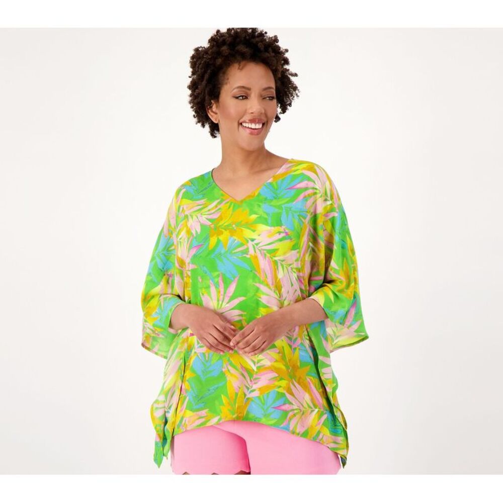 Wacoal Women's Top Plus Sz 5X Woven Aloha Poncho Multi-colored A596081